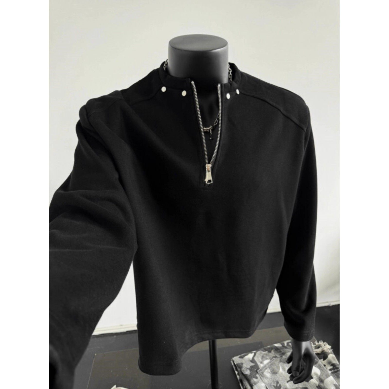 大码300斤半拉链卫衣男春秋美式高街设计感高级感内搭宽松长袖T恤,男装,卫衣,淘宝优惠券,粉丝福利购,淘宝优惠卷