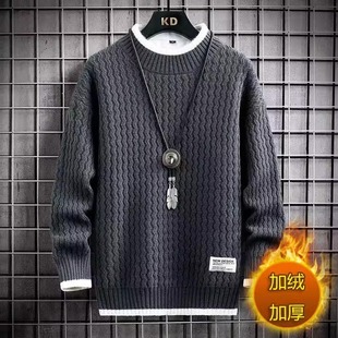 特大码300斤欧货半高领毛衣男女秋冬宽松加绒加厚保暖针织衫线衣3