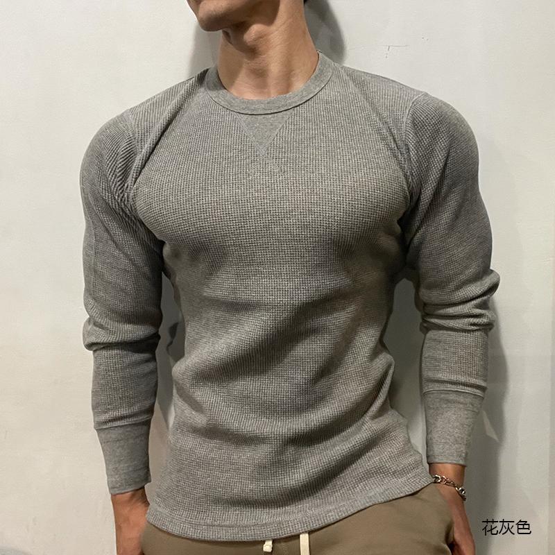 特大码300斤华夫格长袖打底衫男