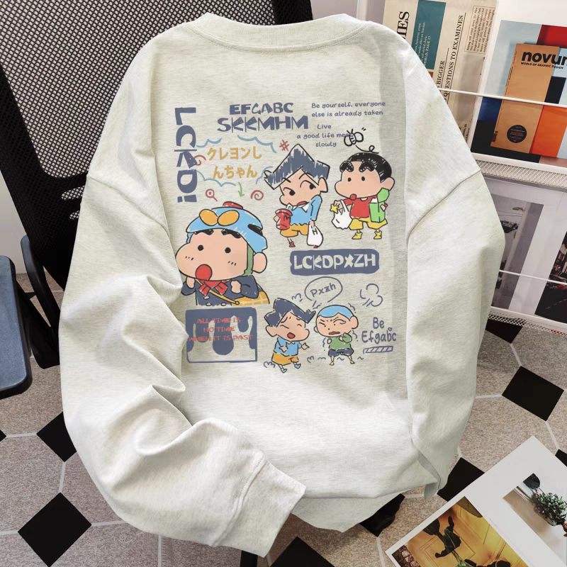 特大码300斤日系卡通圆领卫衣男