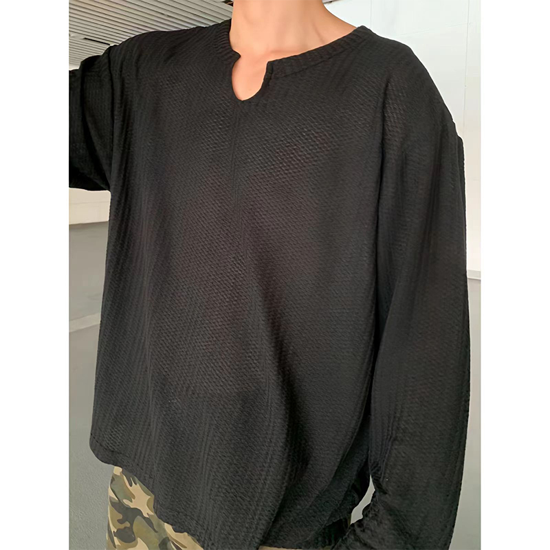 大码300斤轻熟风高级感长袖T恤男