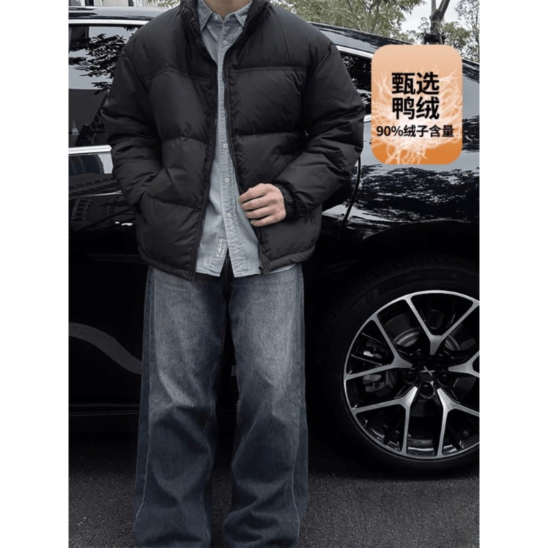 大码300斤黑色羽绒棉服男士冬季