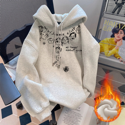 大码300斤美式涂鸦连帽卫衣男女