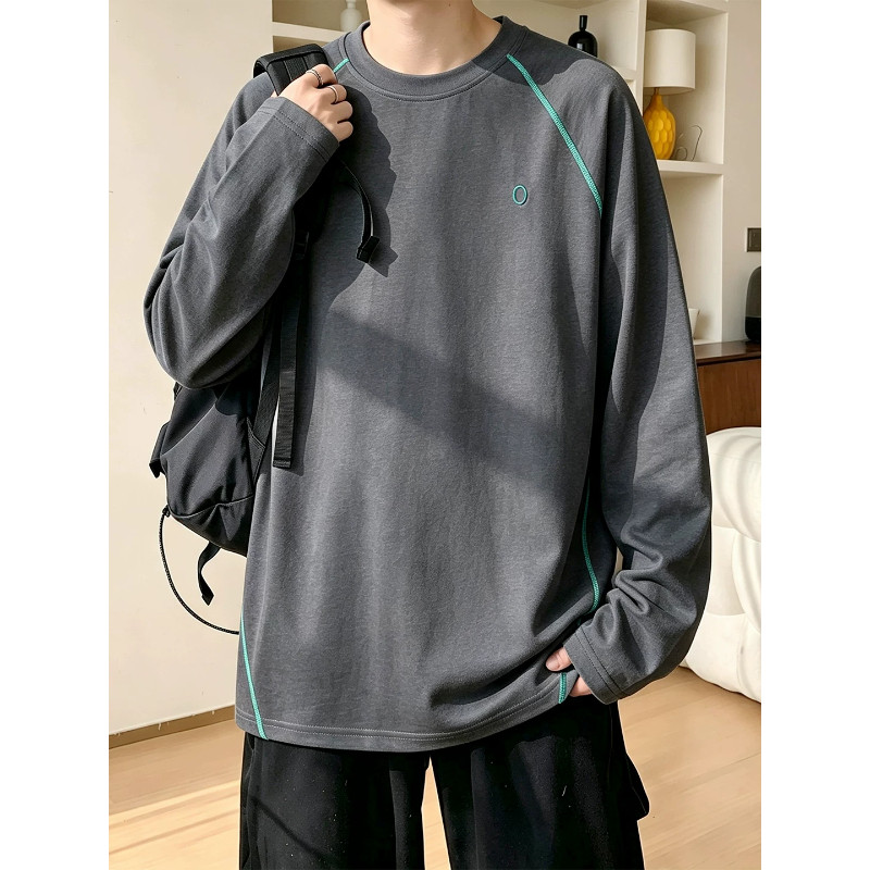 特大码300斤运动户外骑行服男春秋季健身训练内搭打底圆领长袖T恤