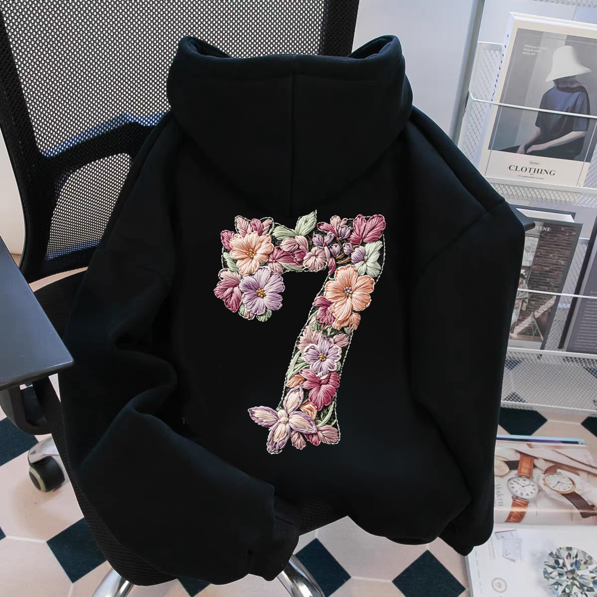 特大码300斤秋冬加绒加厚重磅连帽卫衣仿刺绣印花潮牌男女装外套2