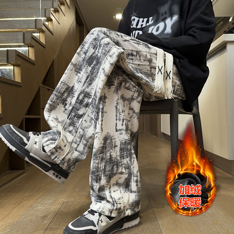 特大码300斤美式扎染休闲裤子