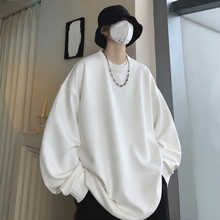 大码 300斤麂皮绒重磅情侣卫衣男女秋冬宽松休闲纯色圆领内搭上衣2