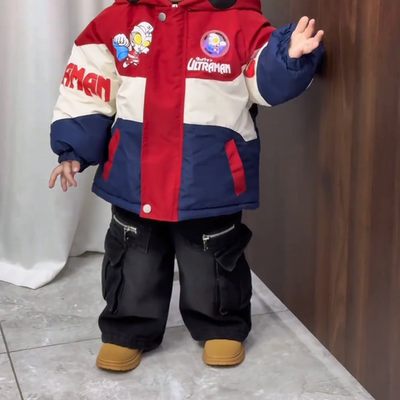 奥特曼秋冬装男童加厚外套2025新款痞帅潮宝宝加绒冲锋衣儿童棉服