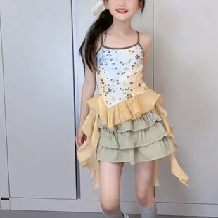 爵士舞女童服装潮酷时髦夏装少儿甜酷套装女团走秀街舞演出服