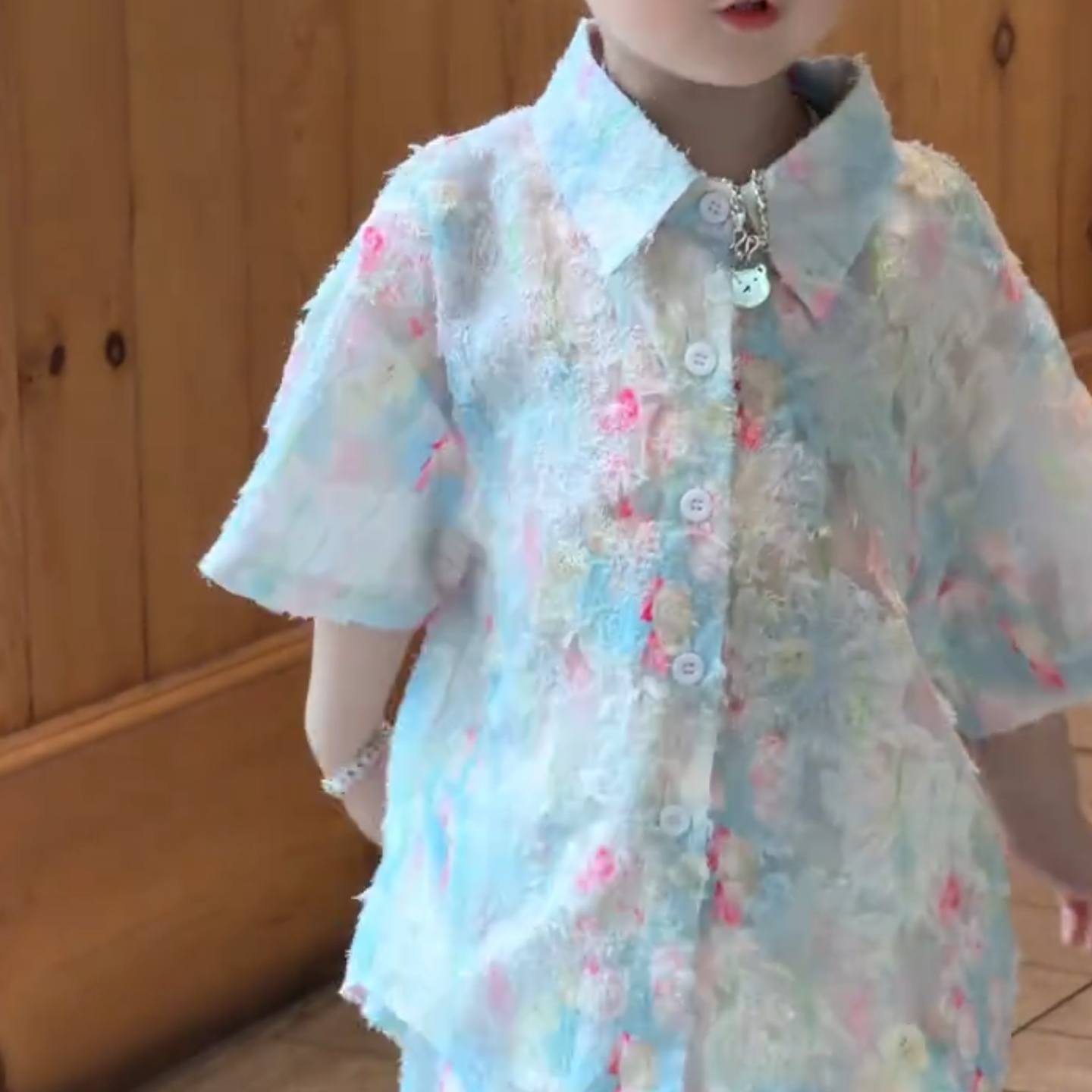 男童碎花衬衫短袖套装2026新款夏季韩版时髦多巴胺帅气衬衫套装潮