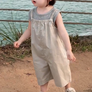 套装 韩国童装 2025夏季 女童洋气背带裤 女宝宝吊带背心两件套潮 韩版