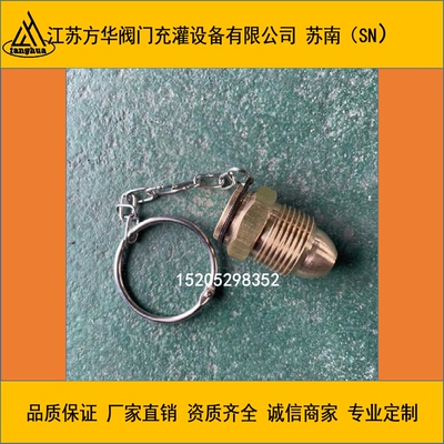CGA580钢瓶阀门出口外牙堵头丝堵盖帽高压CGA580外丝球面黄铜堵帽