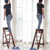 实木折叠家用五步小梯子简易人字梯多功能创意室内登高楼梯椅梯凳