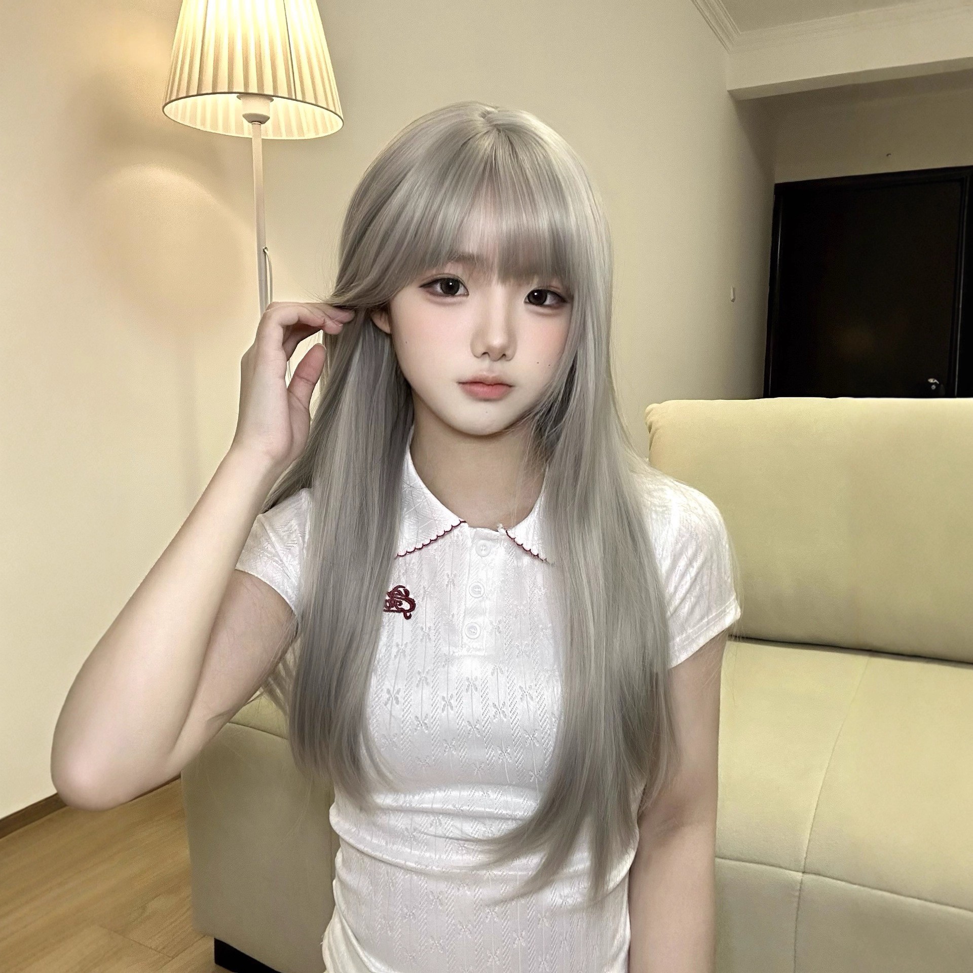 纤韵佳人假发女银灰色Lolita亚文化日系软妹可爱网红JK整顶长直发
