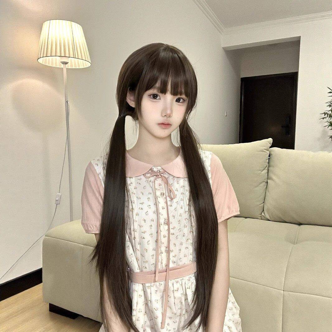 纤韵佳人【扎好双马尾】假发女80cm网红lolita长直发全头套jk少萝