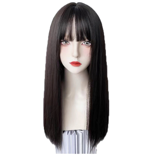 纤韵佳人假发女中长发空气刘海自然假发套学生修脸锁骨发全头套式