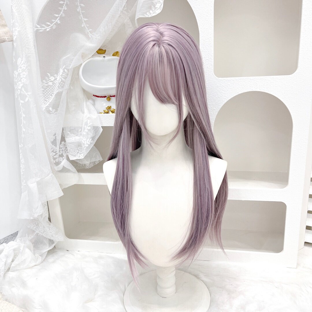 纤韵佳人假发女灰紫色lolita双马尾长直发自然齐刘海jk甜妹全头套