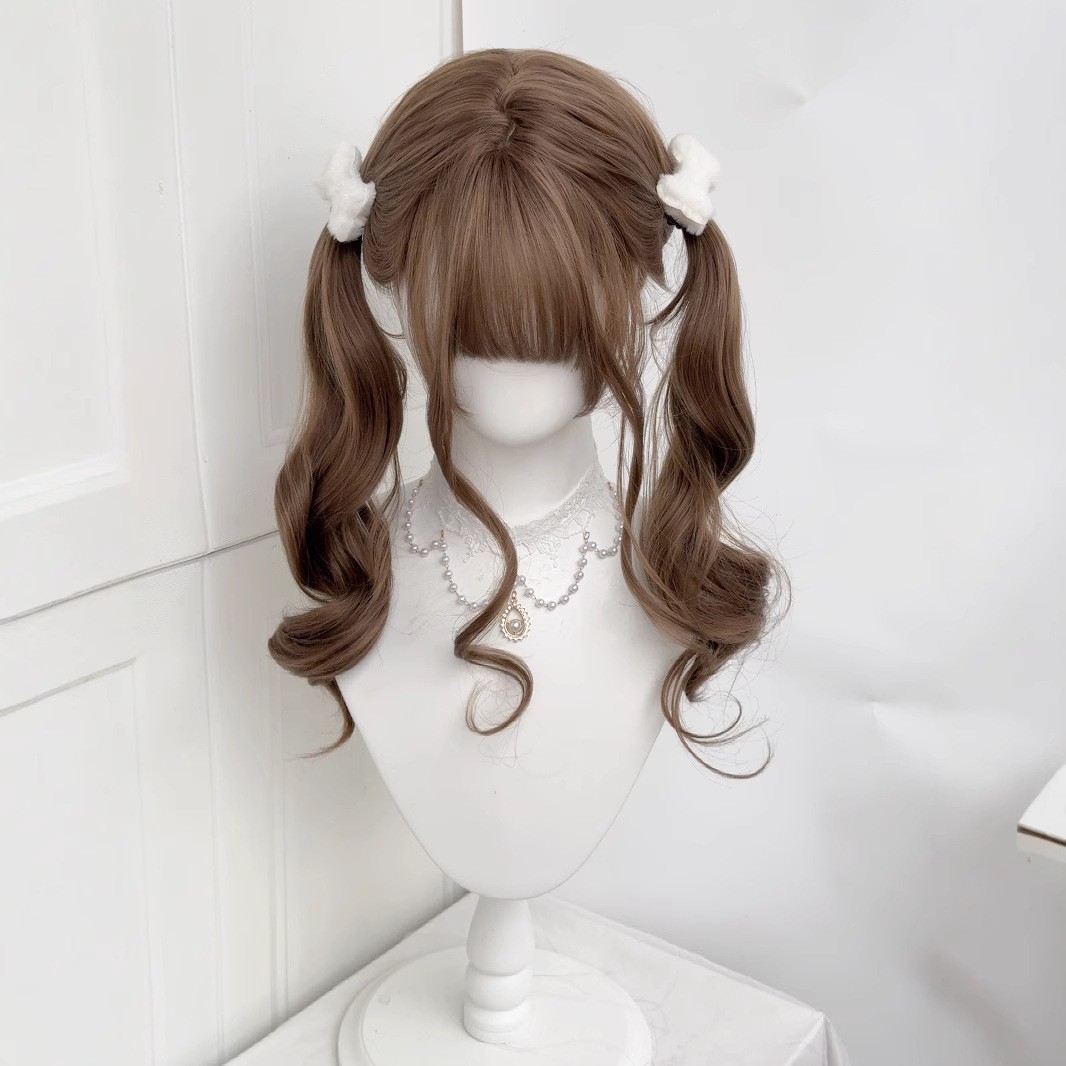 纤韵佳人蜜茶色罗马卷假发女60cm甜美全头套Lolita长卷发jk少萝