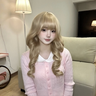 【小熊奈奈】假发白金色日系水母卷公主头短鬓角可爱Lolita长卷发