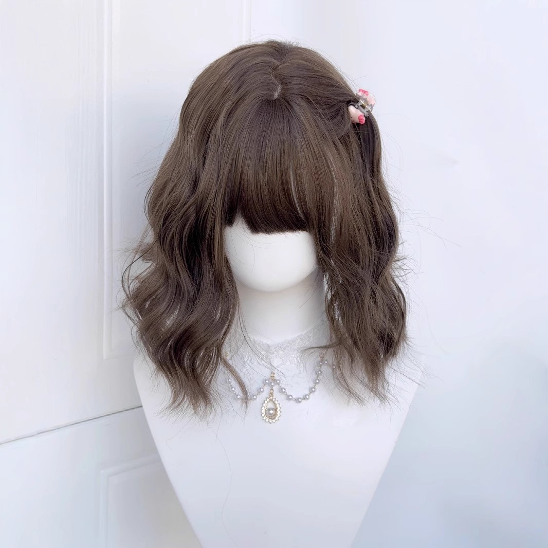 纤韵佳人假发女羊毛卷波波头甜美jk冷棕色水波纹女生短发全头套