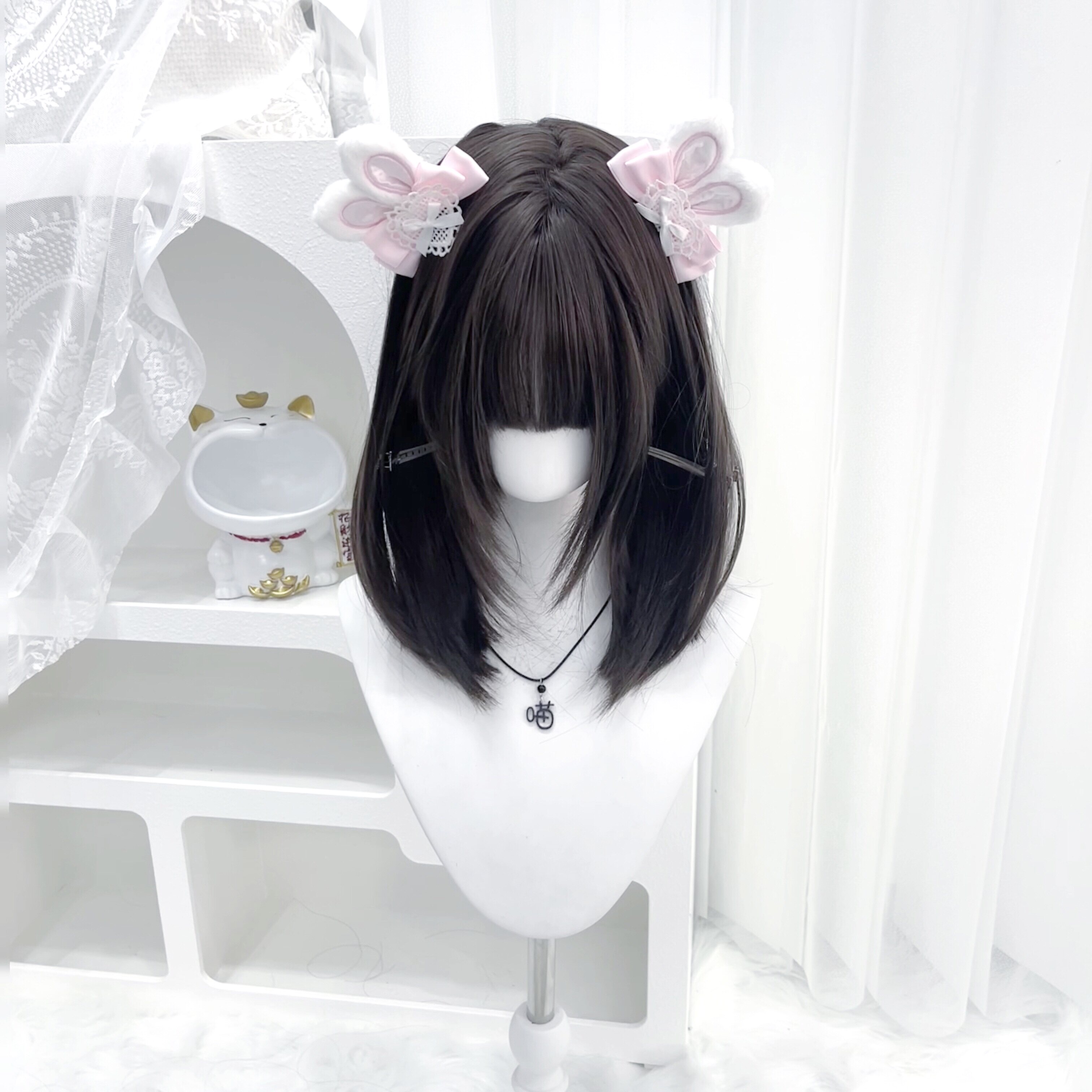 纤韵佳人冷棕色假发女减龄Lolita短发日系甜妹高层次锁骨发全头套