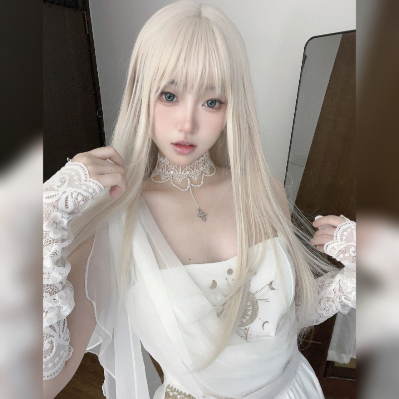 纤韵佳人假发女奶金色cosplay甜美Lolita长直发自然仿真全头套式