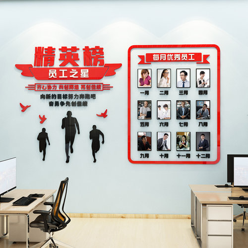 企业精英榜优秀员工荣誉风采展示照片墙贴办公室团队文化墙面装饰 - 封面