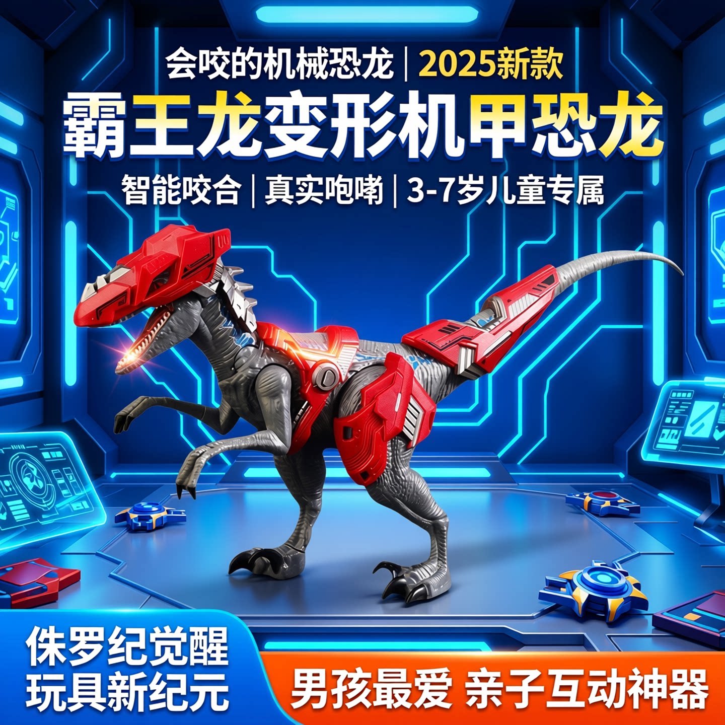 机械迅猛龙铠甲霸王龙恐龙玩具侏罗纪模型男孩六一儿童节礼物公园