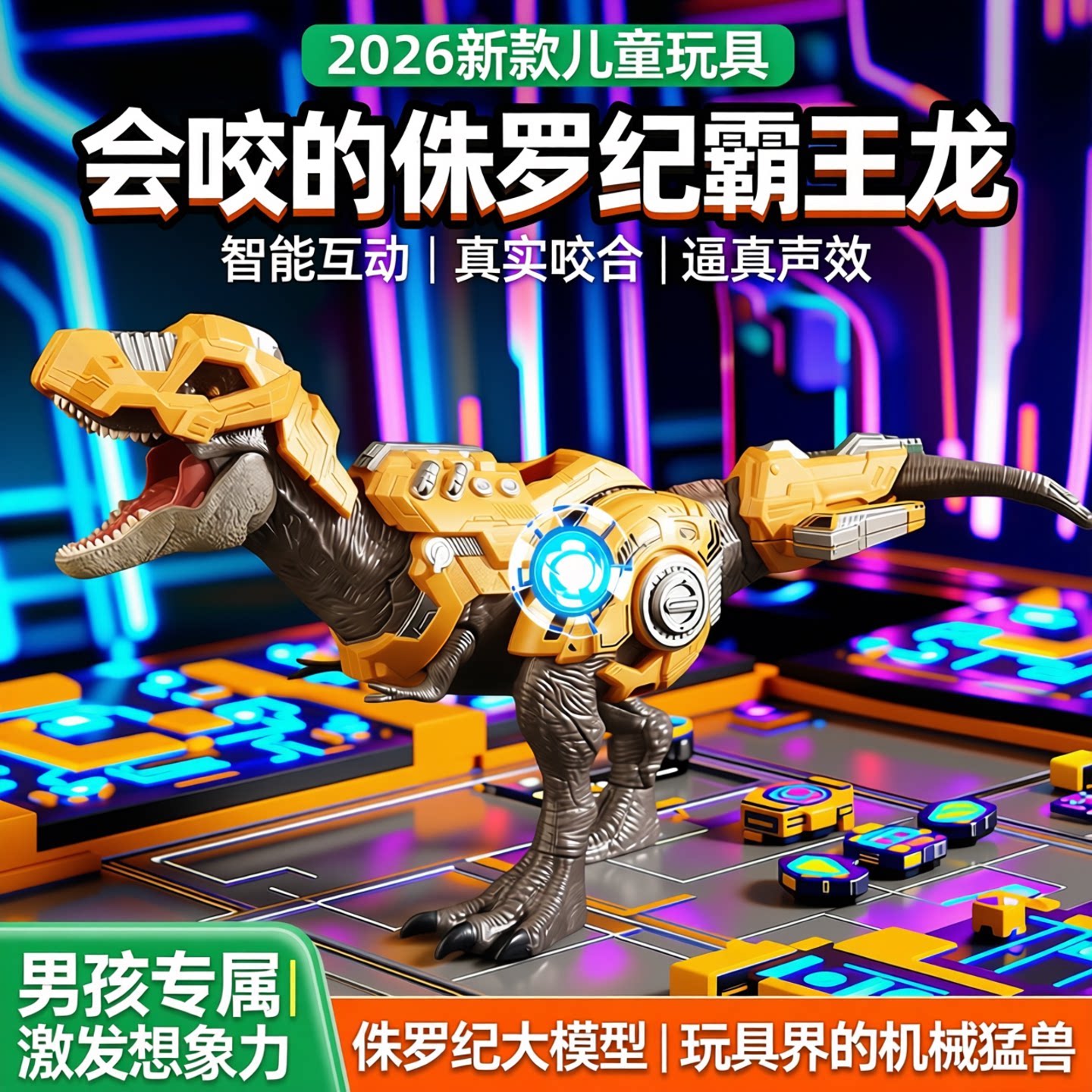 机甲霸王龙机械2026会咬的恐龙玩具模型男孩7儿童4-5生日礼物3岁6