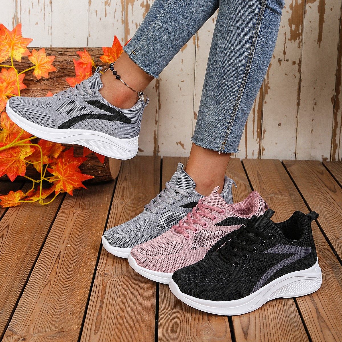 春季飞织网面透气软底轻便防滑妈妈鞋中老年女休闲健步运动跑步鞋,女鞋,网面鞋,淘宝优惠券,粉丝福利购,淘宝优惠卷