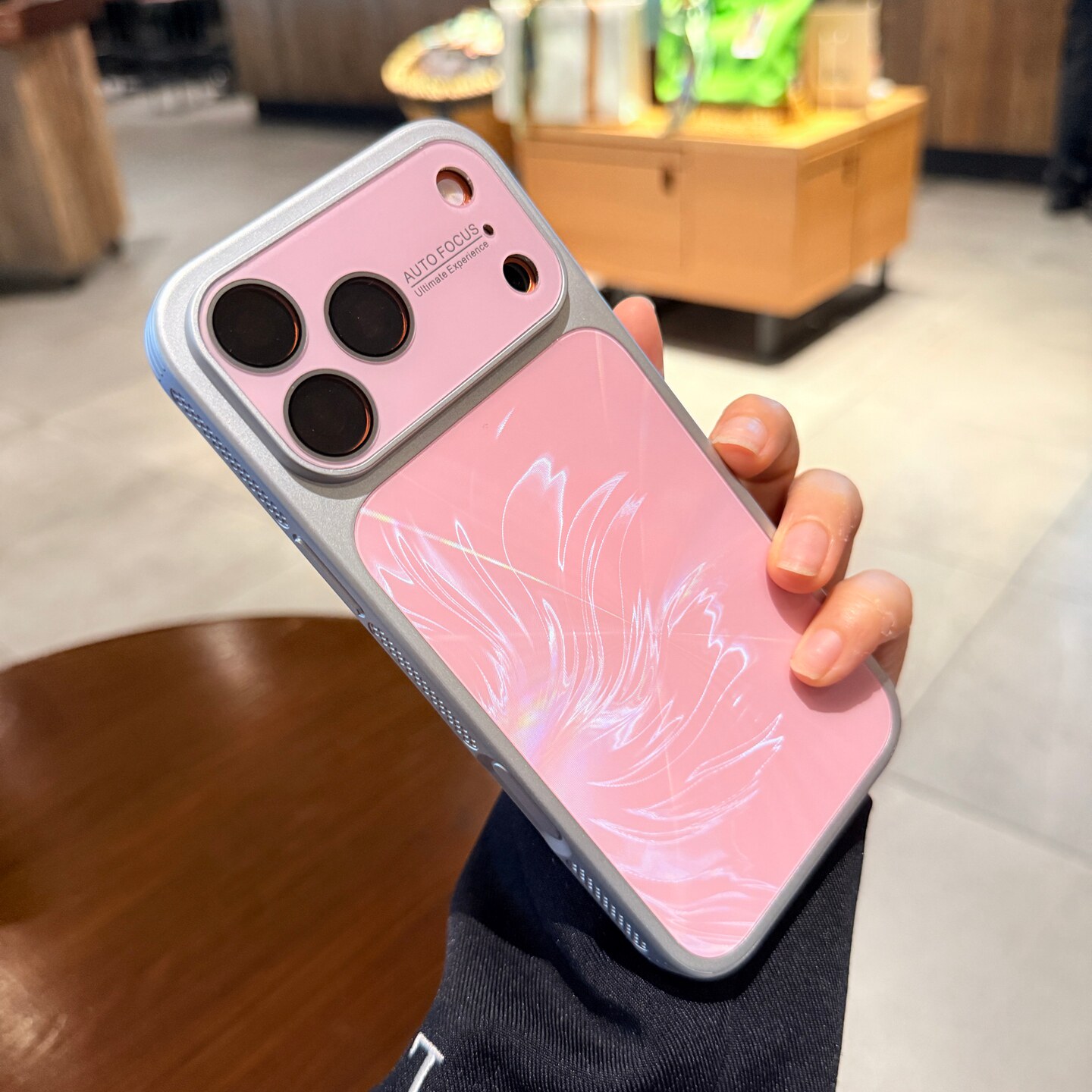 粉色狐尾纹极光镭射适用iphone17手机壳17promax苹果16pro秒变大视窗15女新款巨好看14P全包镜头膜保护套情侣