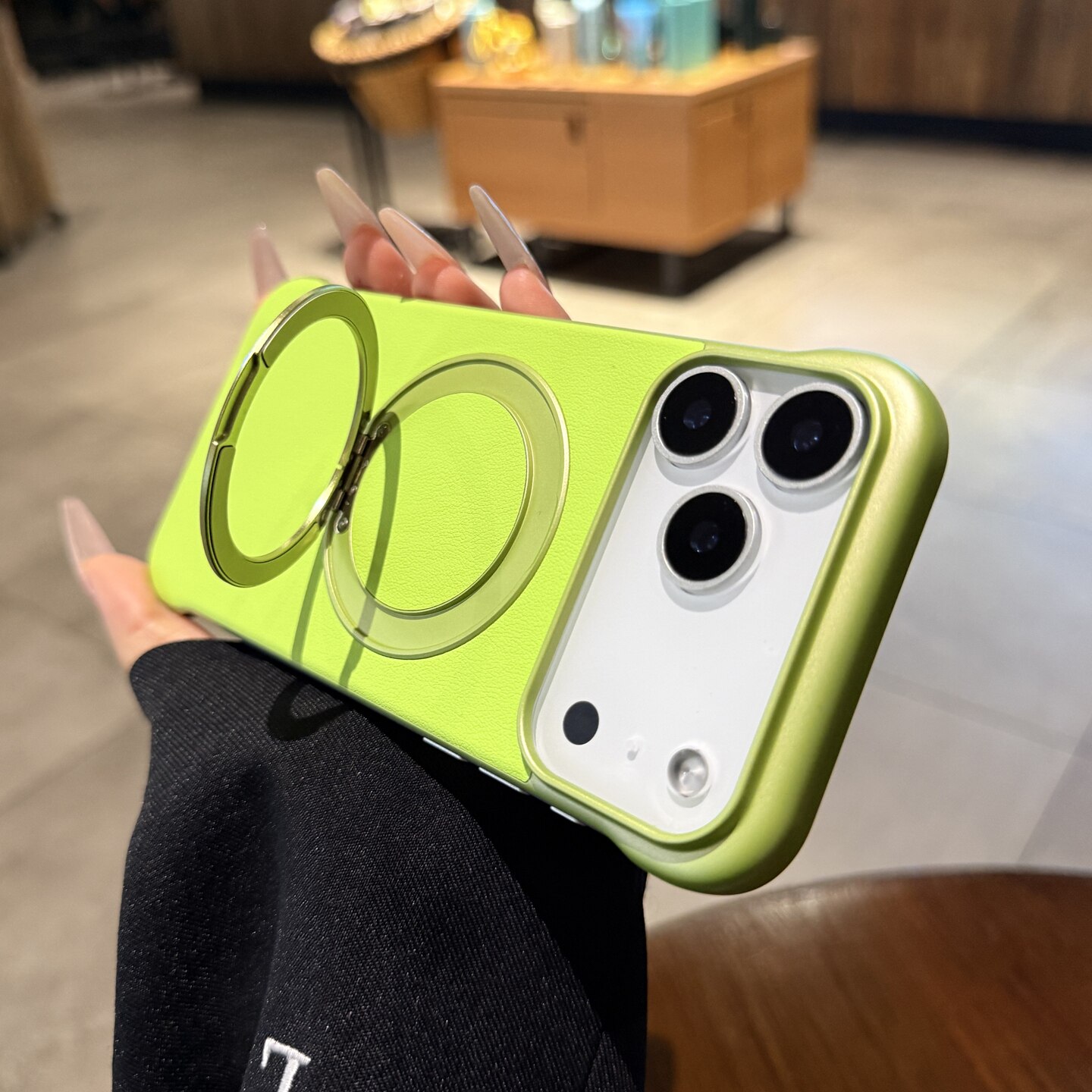 带支架适用iphone17磁吸手机壳Air苹果17promax新款荧光绿16plus超薄无边框15pro纯色13皮纹14男女12PM保护套