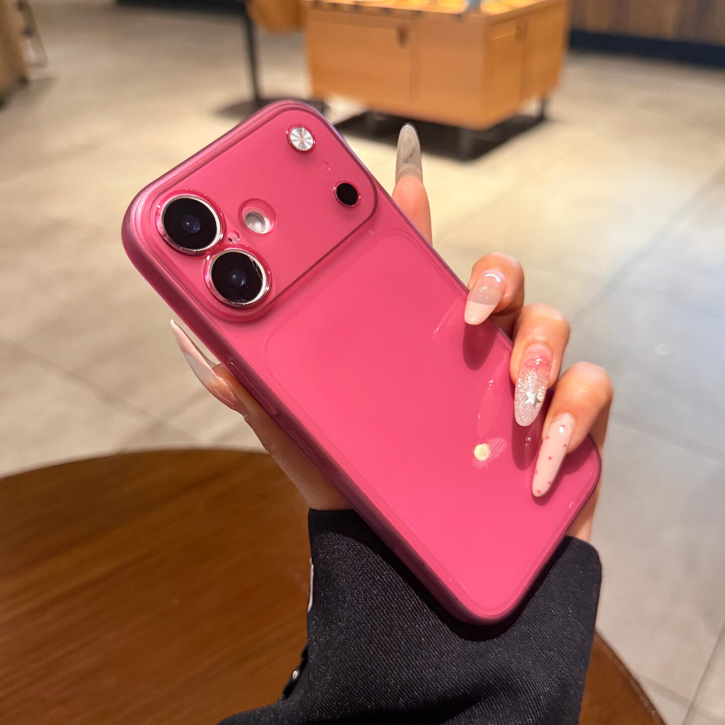 透明樱桃红色秒变17适用苹果17promax手机壳iPhone16pro大视窗新款超薄软硅胶15情侣全包13高级14plus保护套