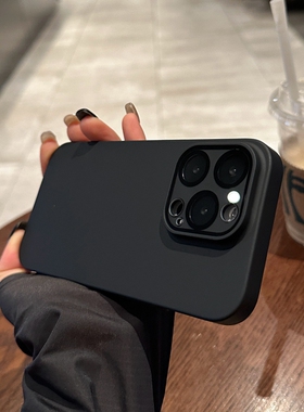 超薄肤感磨砂适用iphone17手机壳16pro苹果17promax新款Air带镜头膜15pro黑武士13男14纯色plus全包12保护套