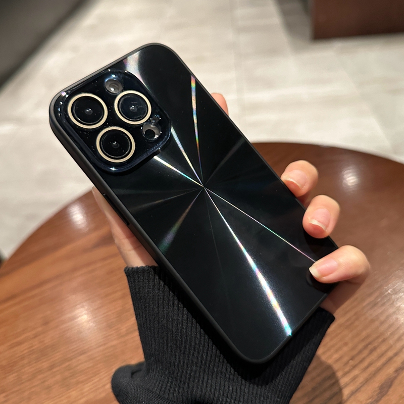 黑武士镭射CD纹适用苹果16promax手机壳iphone15pro硅胶软边13女新款14promax高级感12镜头膜全包por防摔套男