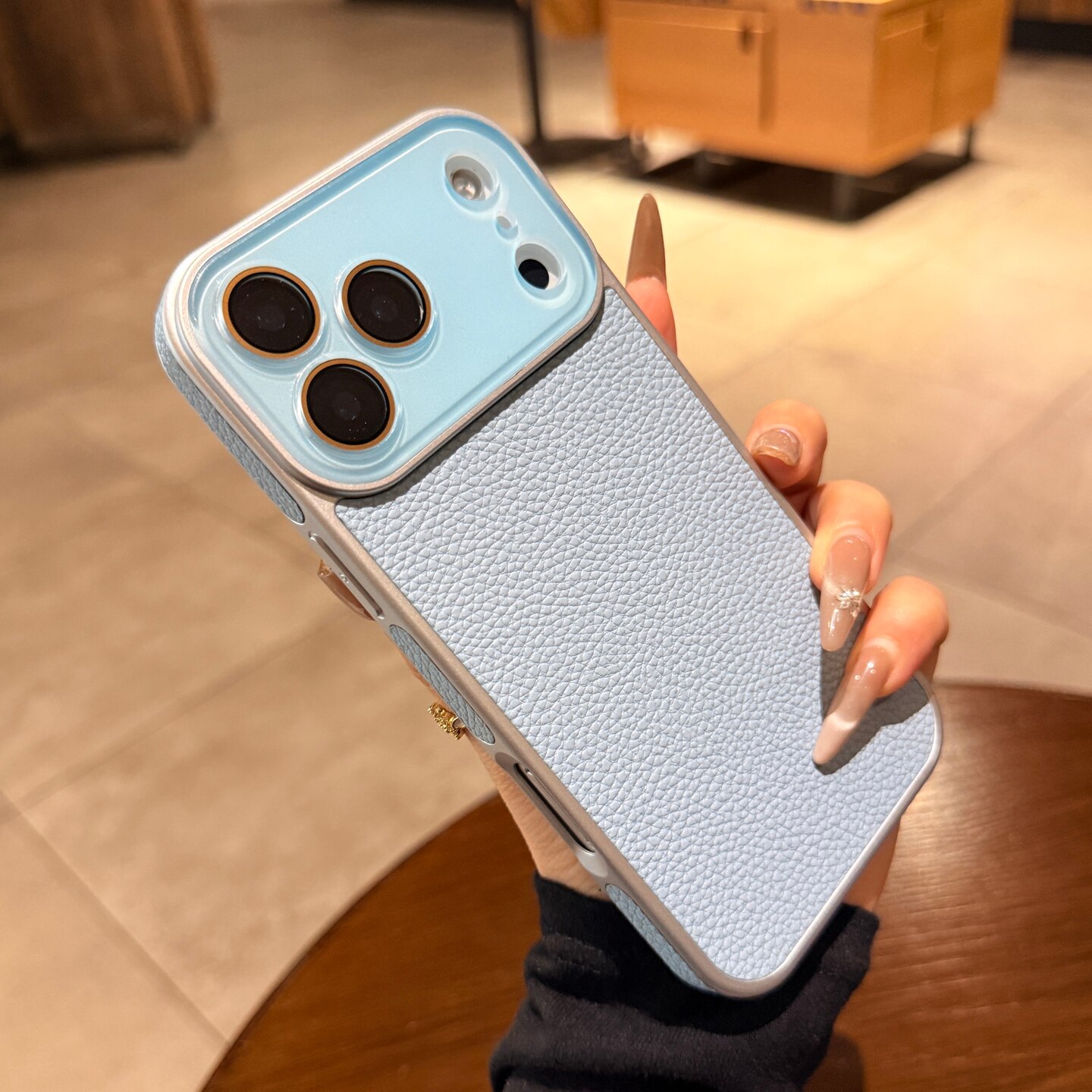 多巴胺果冻云青色镜头适用iphone17promax手机壳苹果16pro新款荔枝纹全包边素皮15pro情侣13简约高级14保护套