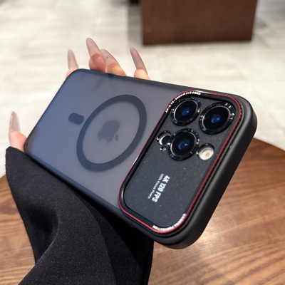 秒变17大视窗适用苹果16promax手机壳2025新款透黑色磨砂磁吸iPhone15Pro金属镜头圈全包14pro保护套简约高级