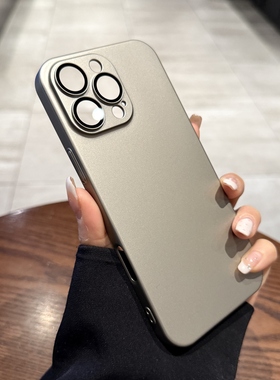 哑光电镀钛灰色适用苹果16promax手机壳iphone15pro新款超薄磨砂硬壳14全包镜头膜13保护套12p小众高级感plus