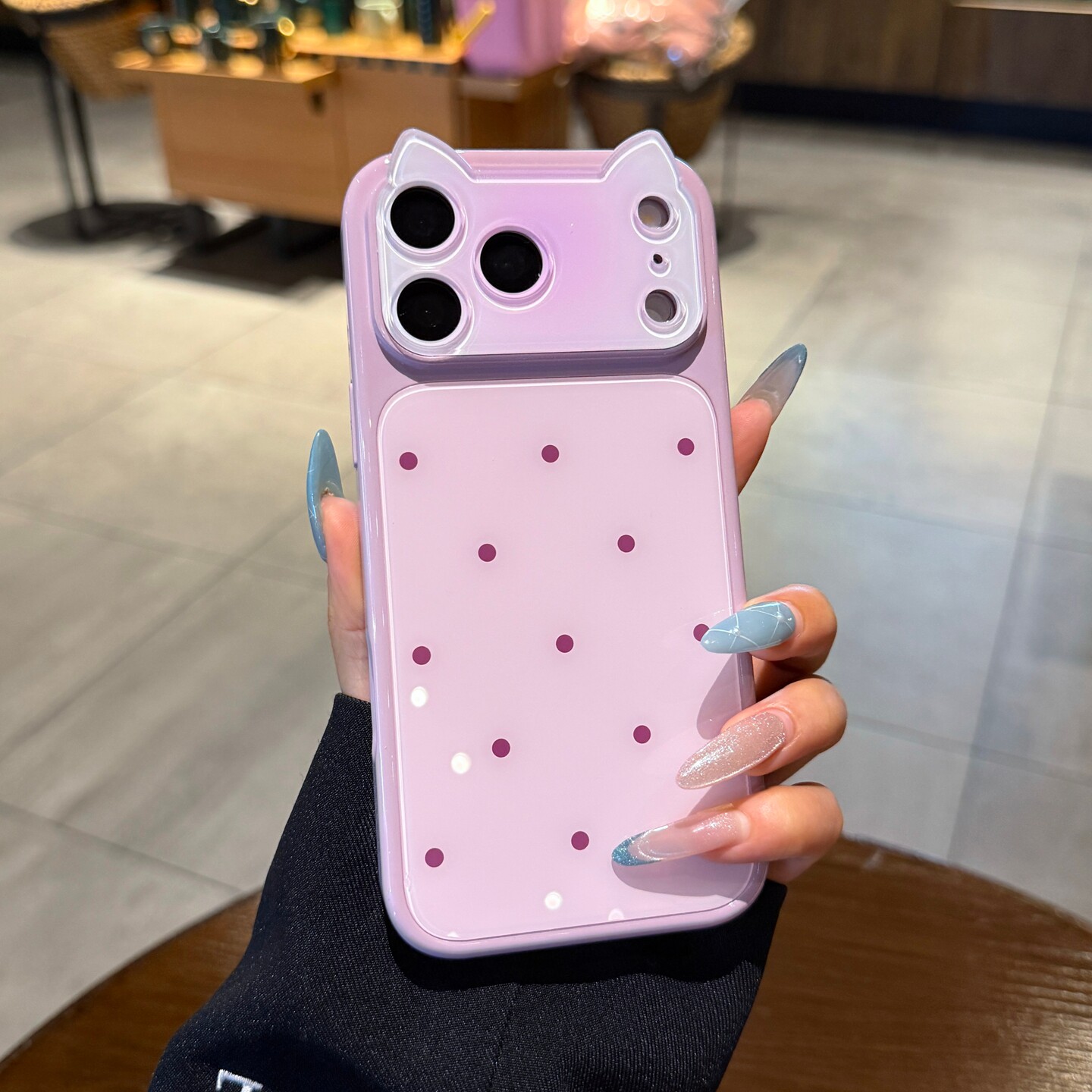 猫耳朵秒变大视窗适用iPhone17pro手机壳苹果18promax新款香芋紫色波点16巨好看13高级14P可爱网红女15保护套