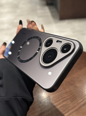 新款磁吸充电适用华为Pura70pro手机壳mate70镜头全包Pura80 Ultra高级感黑色渐变p80pro硬mate60防摔保护套