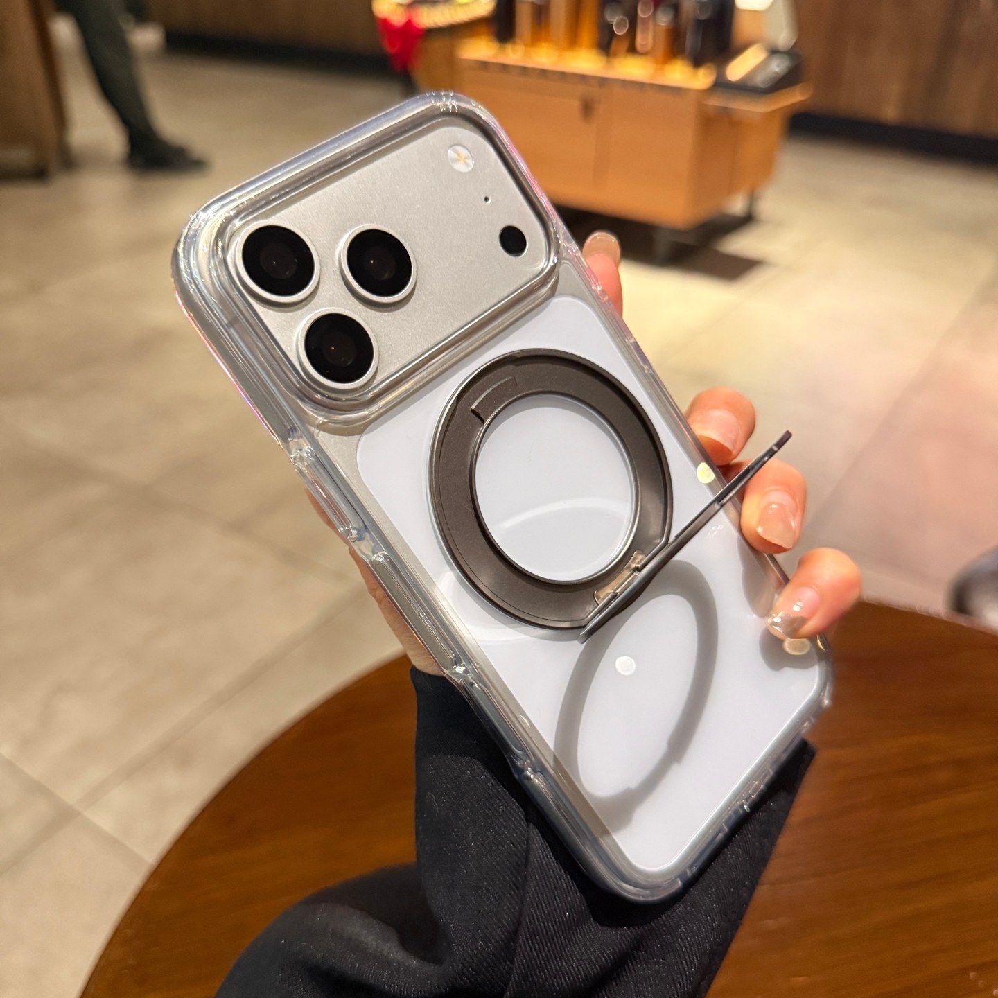 旋转支架支点壳适用苹果17pro手机壳磁吸iphone17新款钛灰色防撞条防摔17promax超薄透明Magsafe保护套高级感