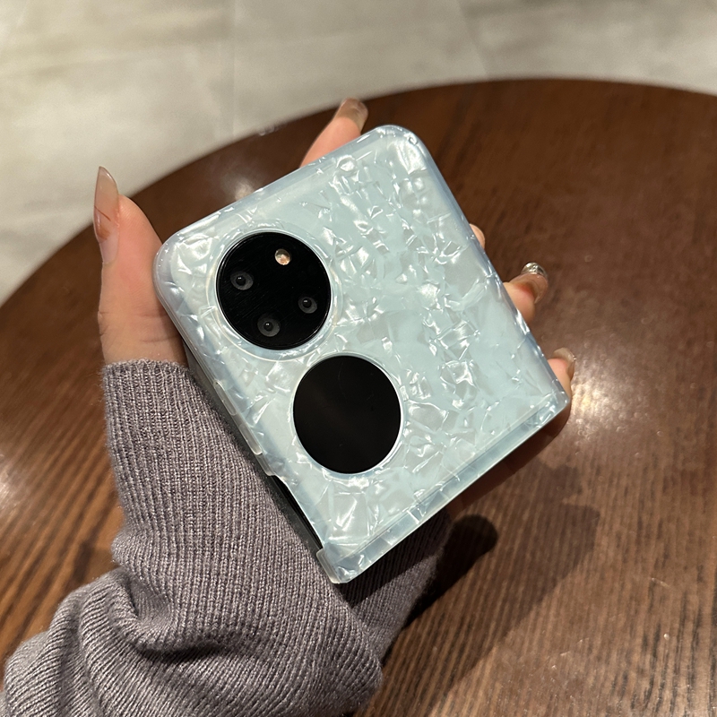 适用华为p50pocket手机壳贝壳纹pocket2折叠屏pocketS全包防摔保护套2代新款超薄硅胶折叠外壳简约高级网红女