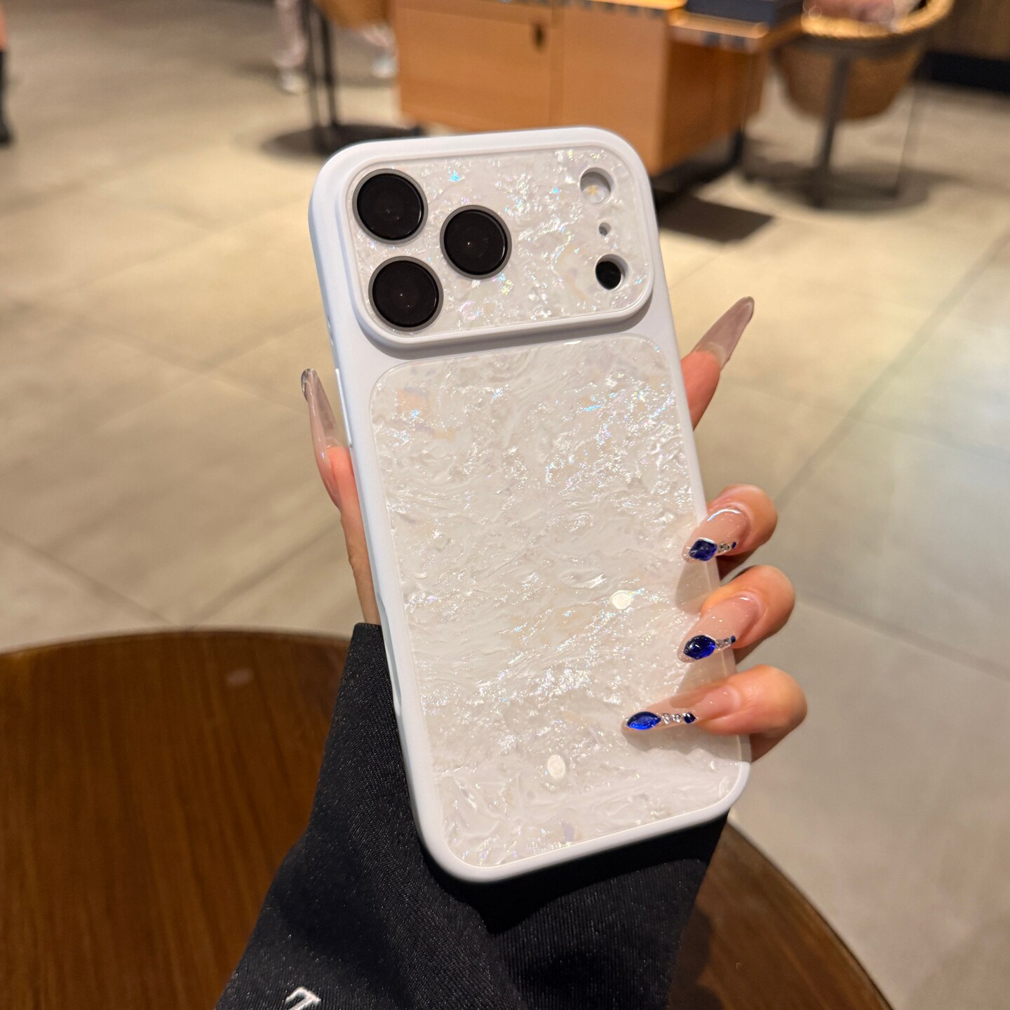 贝壳纹珍珠白色适用iphone17手机壳18promax苹果16pro秒变大视窗15新款14PM全包镜头膜13防摔保护套高级男女