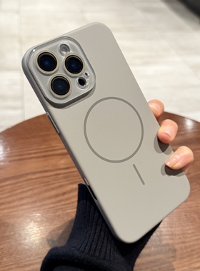 钛灰色超薄磨砂适用苹果16promax手机壳iphone17磁吸充电Air新款细圈纹15pro全包镜头膜12高级13保护套14plus
