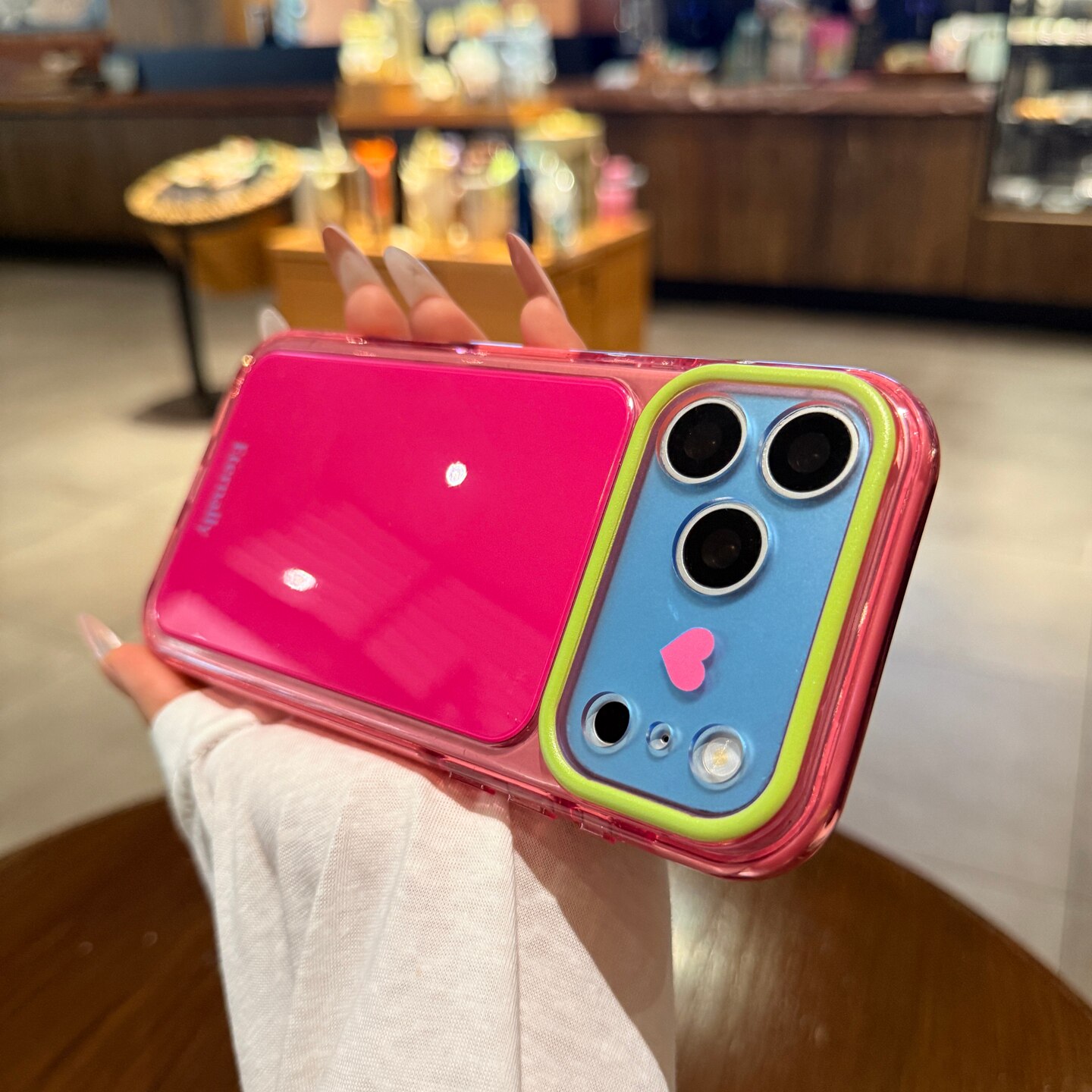 小爱心大视窗秒变17适用苹果17promax手机壳iphone16pro高级感新款多巴胺透明芭比粉撞色15P硅胶防摔保护套女
