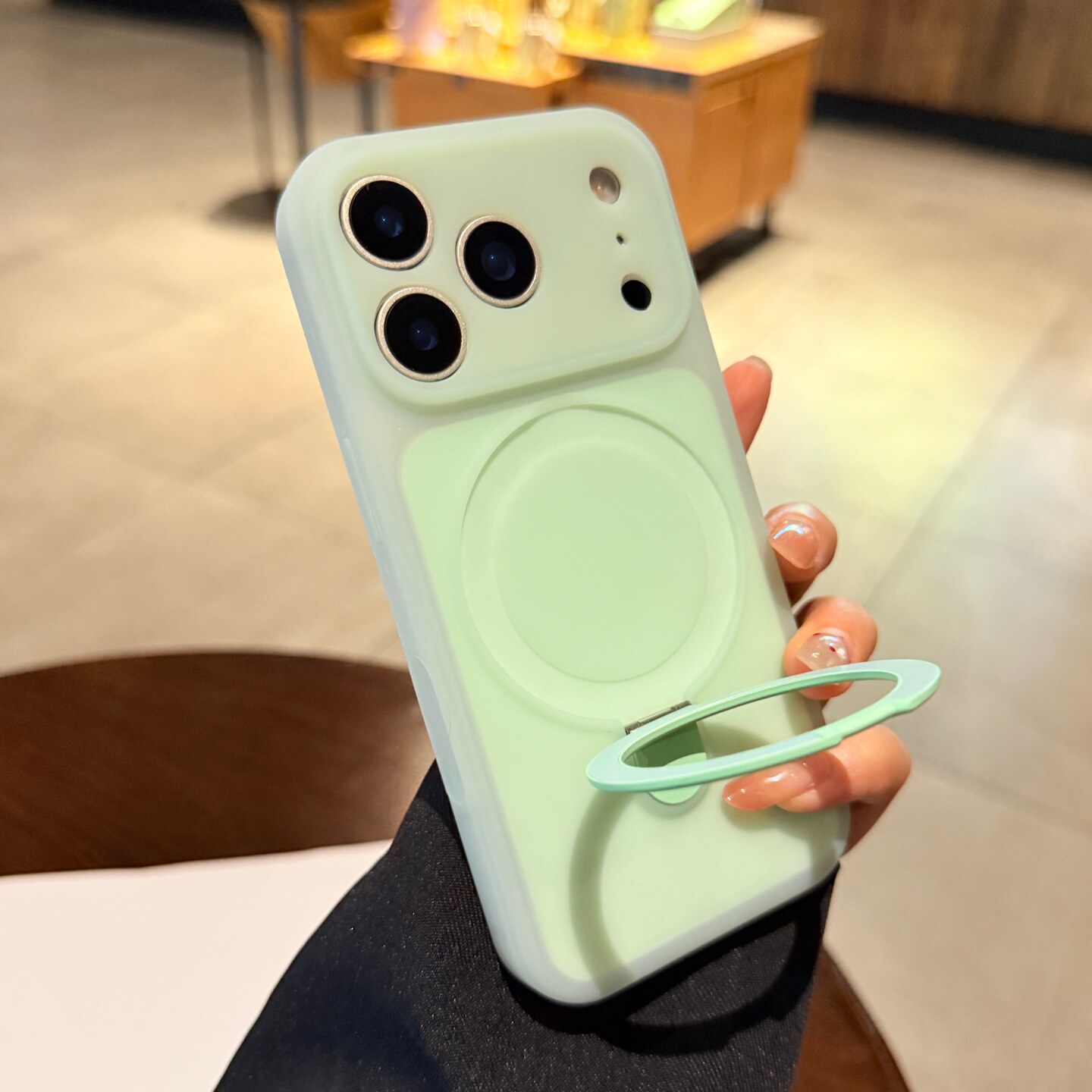 磁吸支点壳适用苹果17promax手机壳iphone16pro果冻液态硅胶新款薄荷绿色15带支架14PM全包保护套情侣高级感