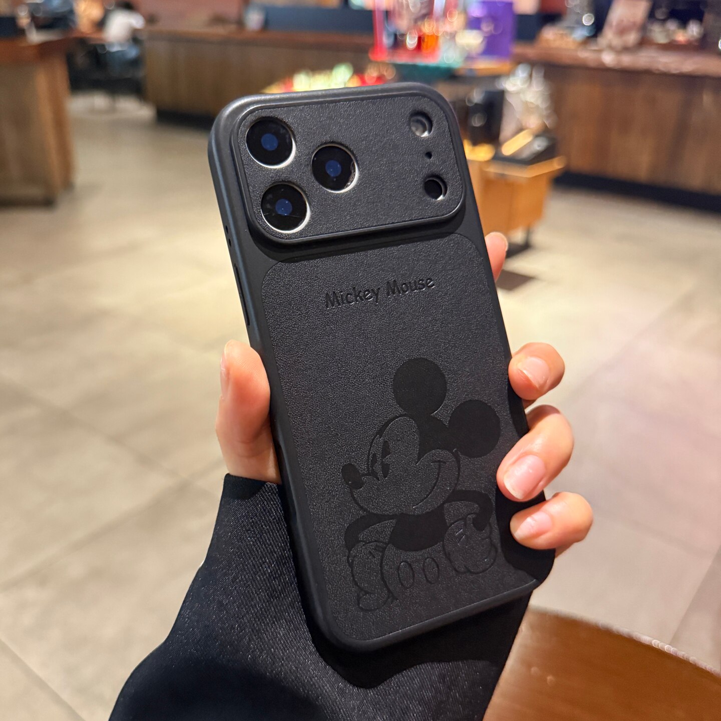 卡通可爱米奇适用iPhone17手机壳17promax苹果16promax新款黑色素皮15PM秒变大视窗14情侣13翻毛皮保护套高级