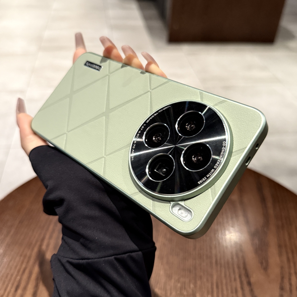 适用vivox200手机壳新款x200pro高端Y300素皮纹x100 Ultra薄荷绿纯色X200ProMini镜头全包x100spro小众高级感