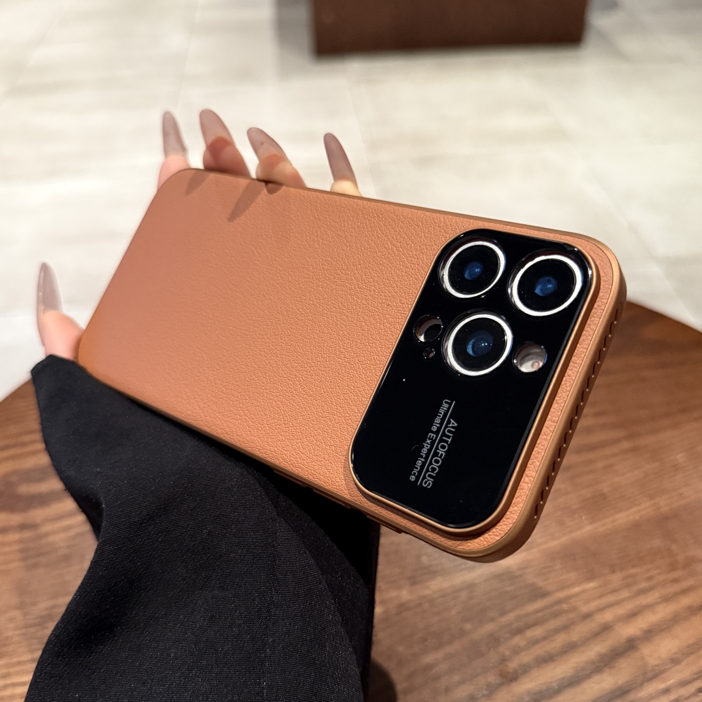 高级感焦糖棕色荔枝皮纹适用iPhone17手机壳2025新款Air苹果16promax秒变17大视窗镜头膜14全包15p保护套散热