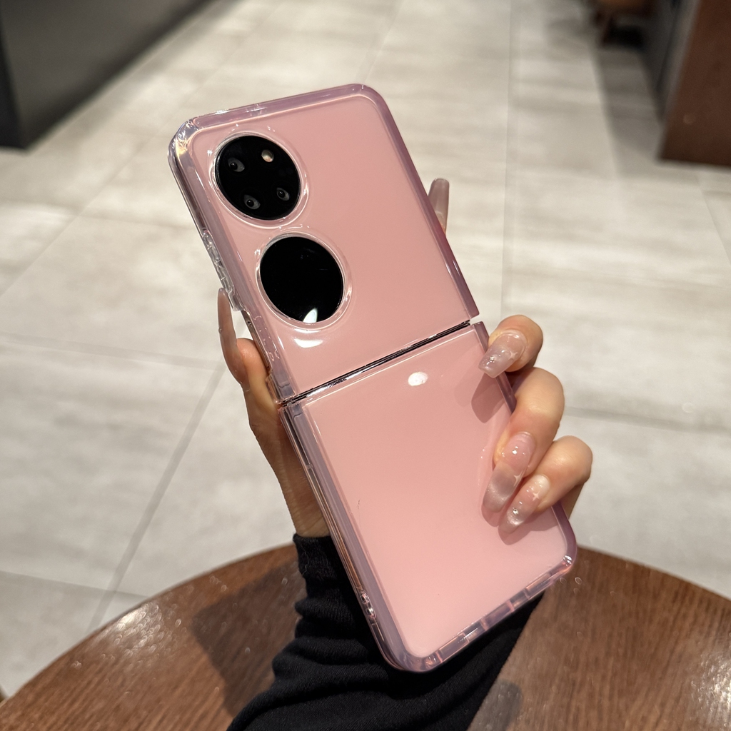 适用华为pocket 2手机壳新款P50pocket折叠pocket2高级感ins网红少女粉超薄防摔折叠屏pocketS硅胶纯色保护套